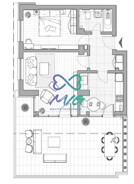 Apartament 2 camere, decomandat, semicentral, tip penthouse 