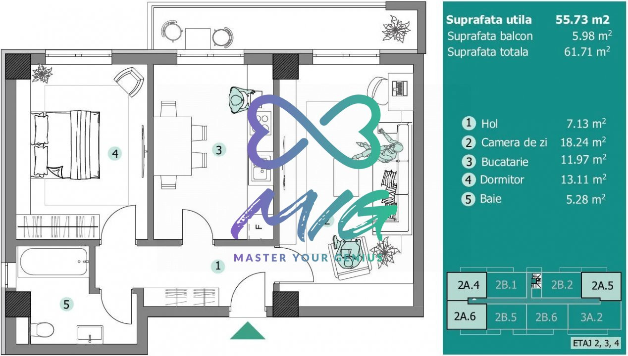 Apartament 2 camere, decomandat, Vișan, Iași