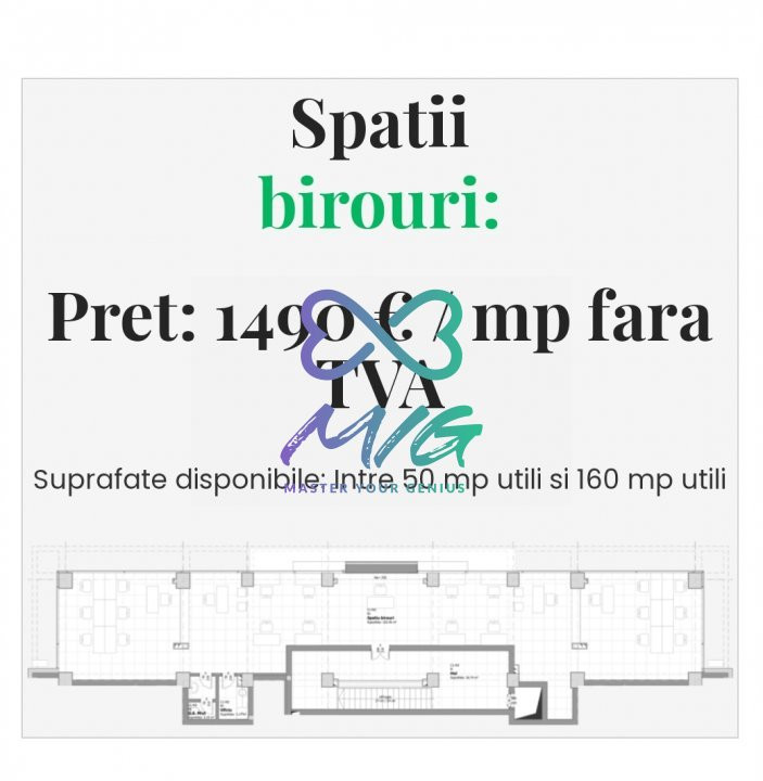 Spatiu birou, 50-160mp, compartimentare flexibila, Tatarasi, plata cash integral