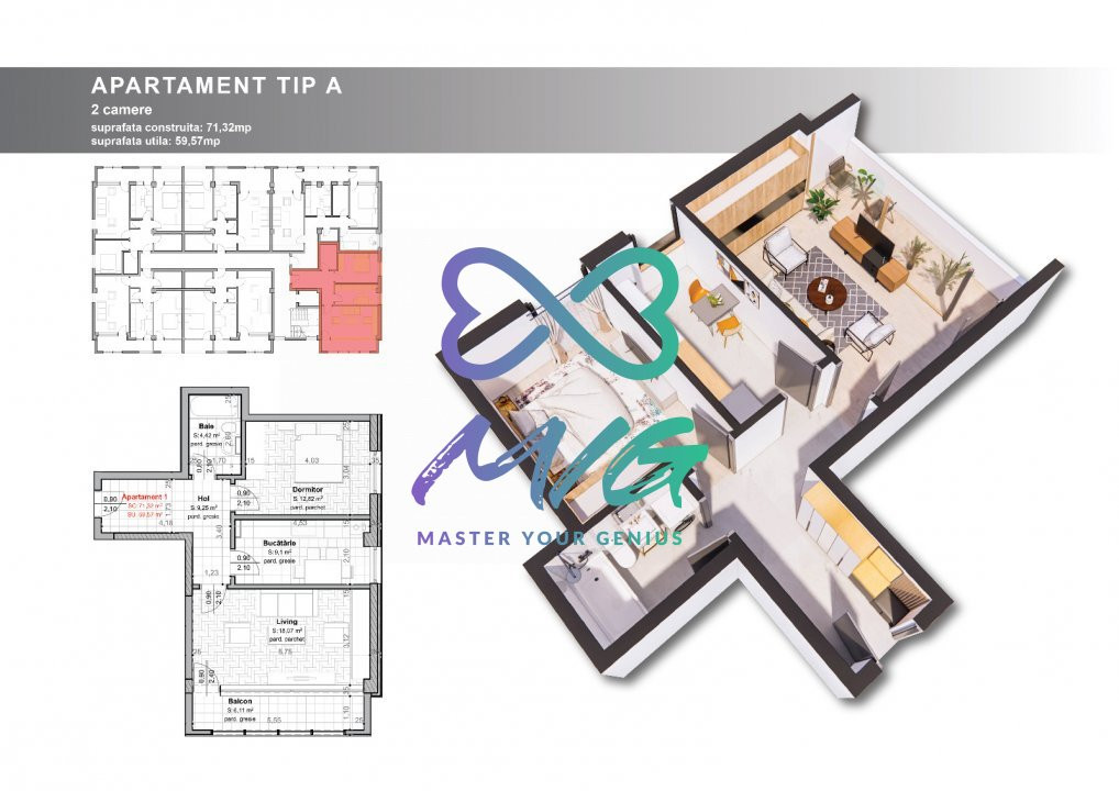 Apartament decomandat, 2 camere, regim înălțime scăzut, Hlincea, Iasi