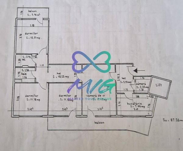 Apartament 4 camere, 2 bai, decomandat, Podu Roș, 100mp