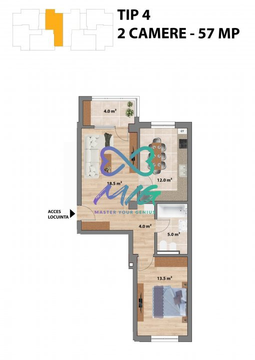 Apartament 2 camere, decomandat, Valea Adâncă, bloc nou